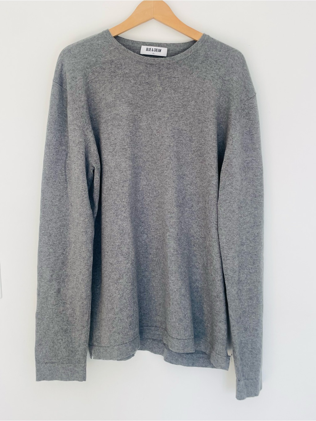 Blue & Cream Reade Men's Xxl Gray Cotton Cashmere Crewneck Sweater Long Sleeve — image 2 of 7